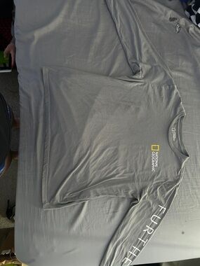 National Geographic Men's Long Sleeve Tee - Gray with Yellow Logo